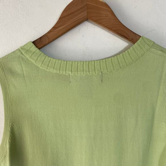 Dialogue Green Square-Neck Sleeveless Sweater‎ S Soft Knit Quiet Luxury Career - Picture 4 of 7
